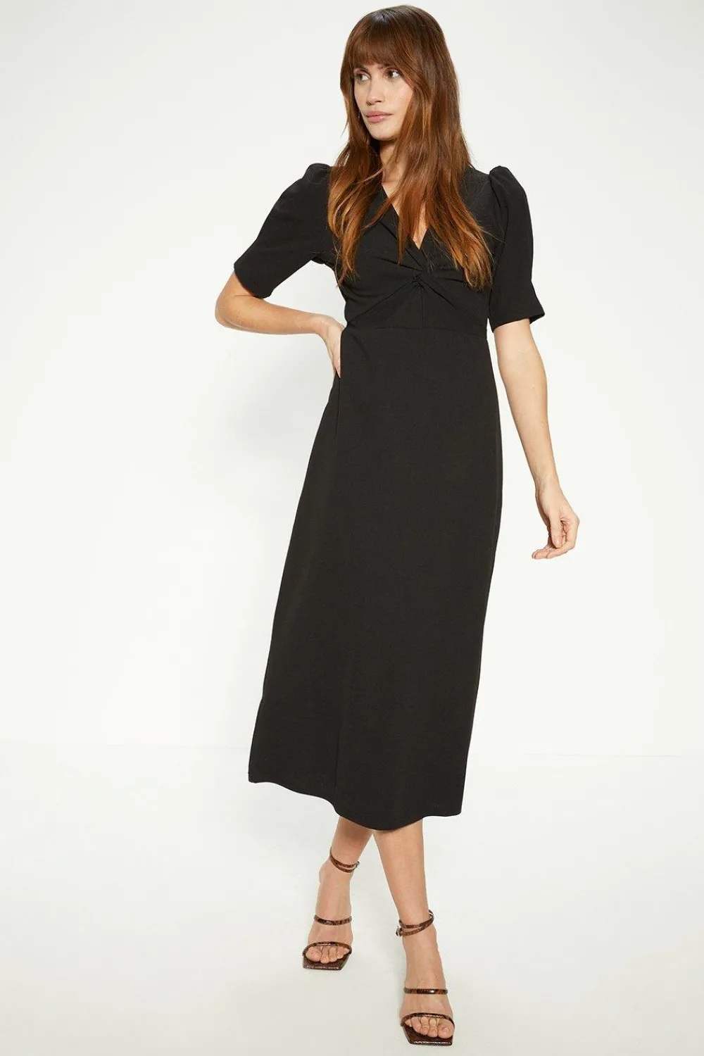 Discount Oasis Twist Front Jersey Crepe Midi Dress Black