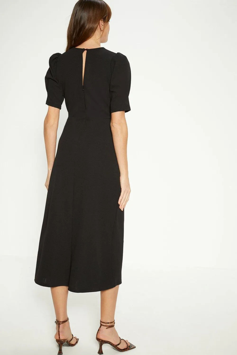 Discount Oasis Twist Front Jersey Crepe Midi Dress Black