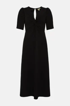 Discount Oasis Twist Front Jersey Crepe Midi Dress Black
