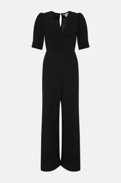 Discount Oasis Twist Front Jersey Crepe Jumpsuit Black