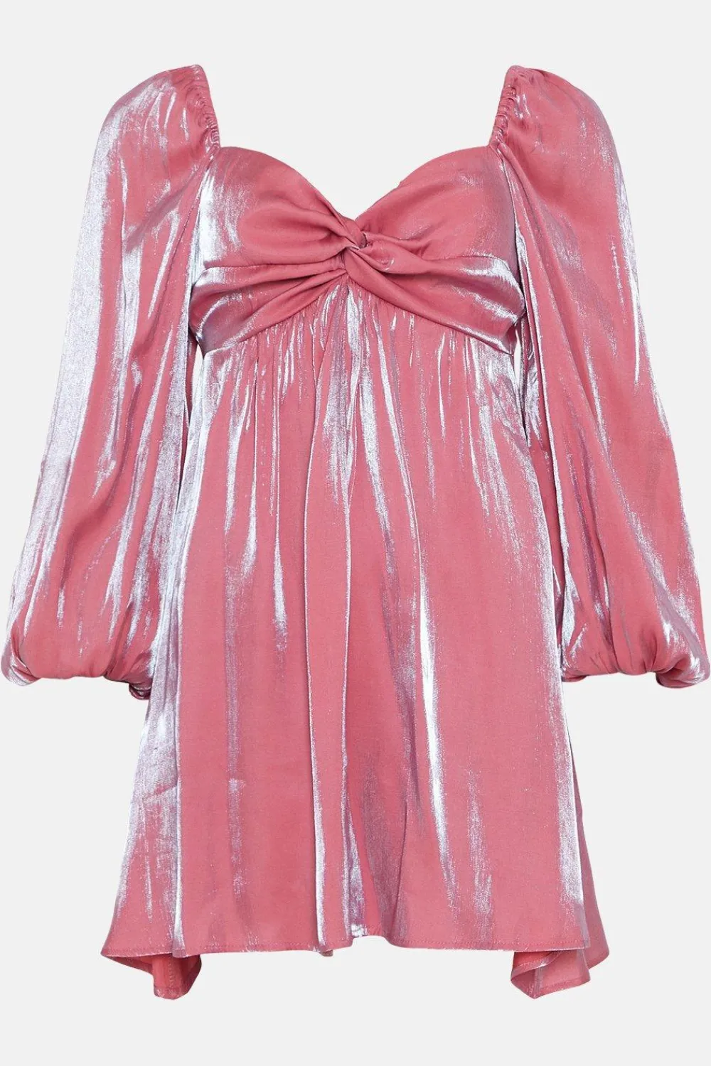 Fashion Oasis Twist Front Shimmer Skater Dress Pink