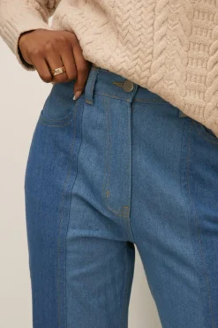 Sale Oasis Two Tone Flared Jean Dark Blue
