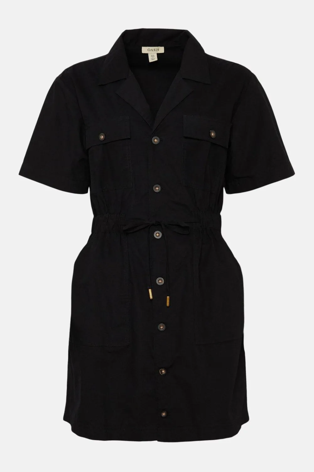 Hot Oasis Utility Button Through Dress Black
