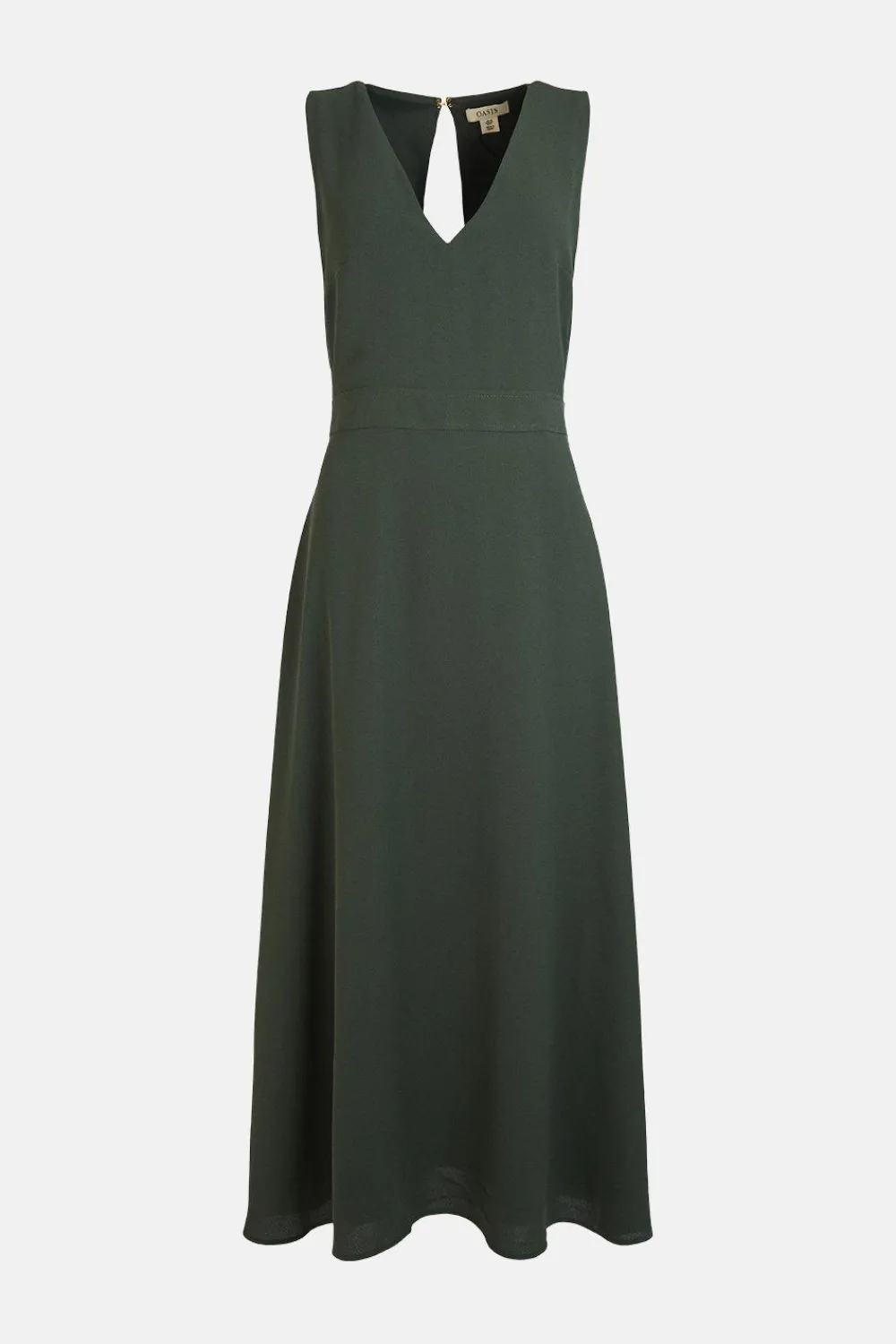 Hot Oasis V Neck Sleeveless Dress Khaki