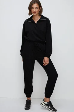Discount Oasis Velour Rib Half Zip Sweater Camel