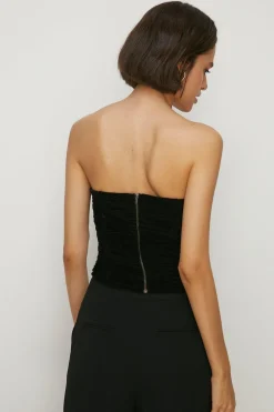 Best Oasis Velvet Bustier Top Black