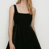Online Oasis Velvet Corset Skater Mini Dress Hot Pink