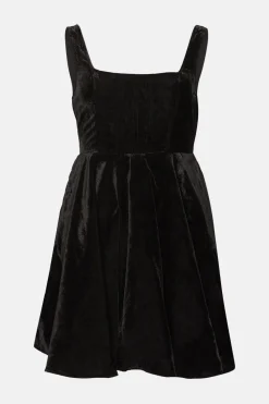 Online Oasis Velvet Corset Skater Mini Dress Hot Pink