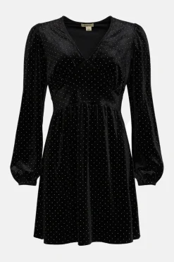 Outlet Oasis Velvet Gold Stud Mini Dress Black