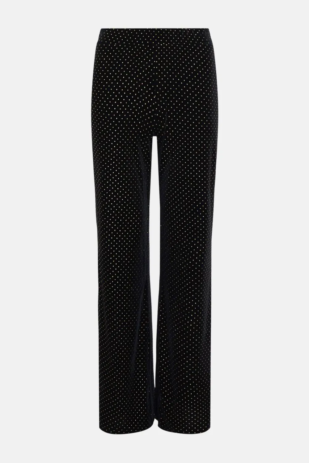 Fashion Oasis Velvet Stud Hotfix Trouser Black