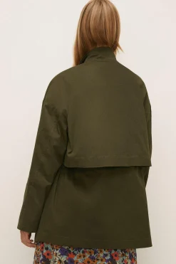 Best Oasis Waist Drawstring Midi Parka Khaki