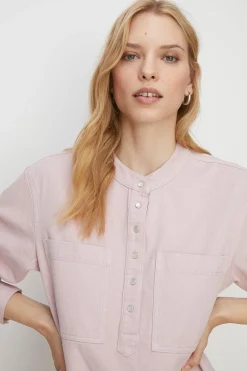Fashion Oasis Washed Denim Over-Shirt Pale Pink