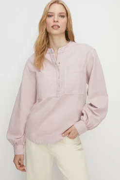 Fashion Oasis Washed Denim Over-Shirt Pale Pink