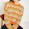 Fashion Oasis Wavy Stripe Pointelle Detail Jumper Multi
