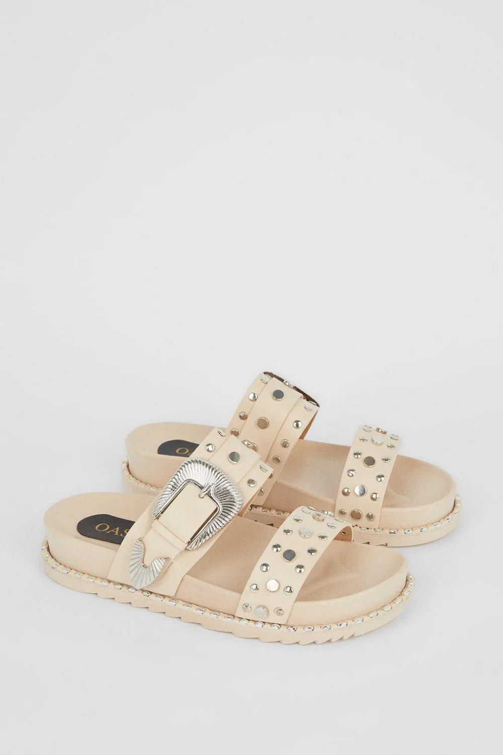 New Oasis Western Stud Detail Slider Nude Pink