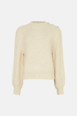 New Oasis Wool Blend Diamond Statement Button Jumper Purple