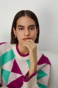 Best Oasis Wool Blend Oversized Geo Jacquard Jumper Ivory
