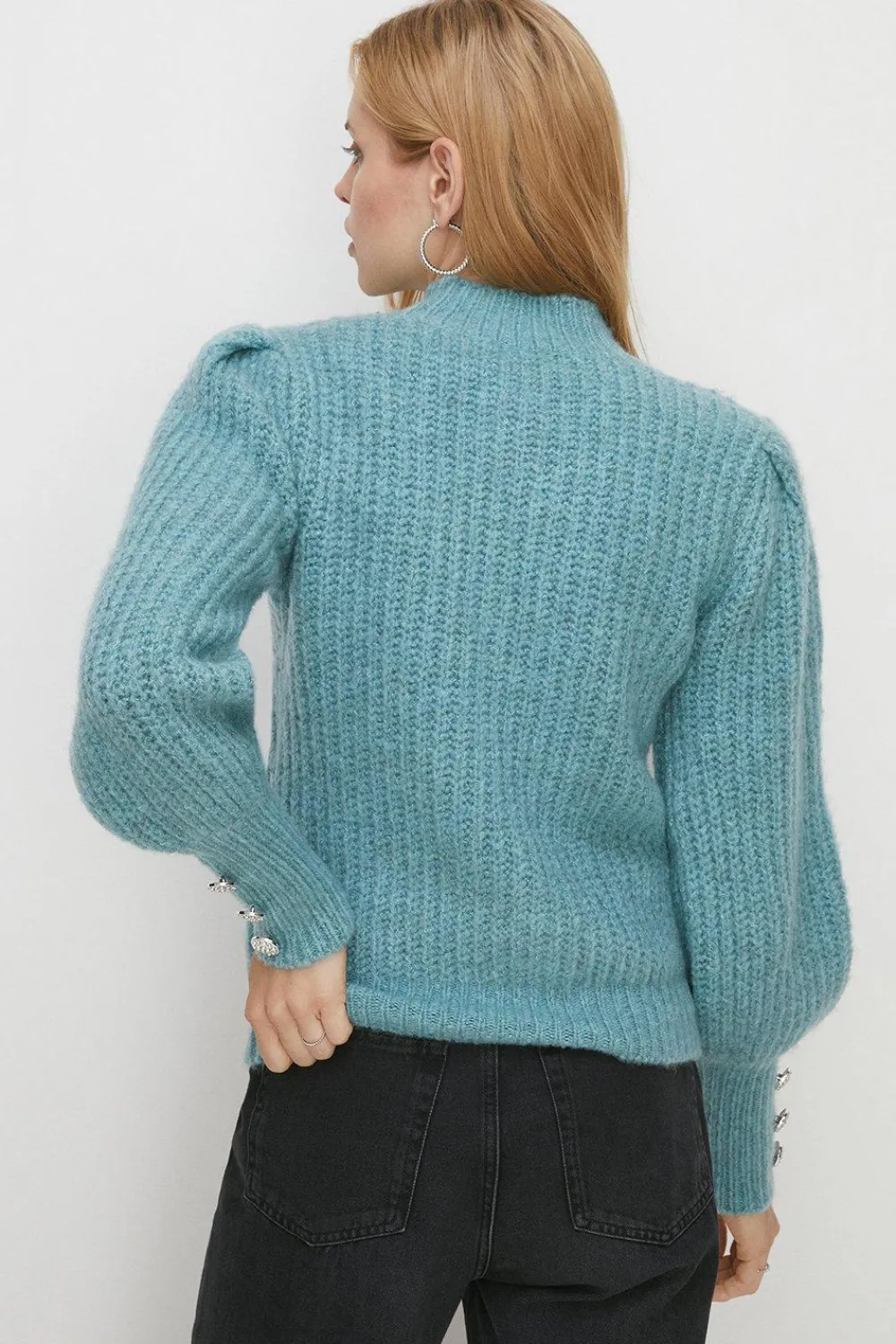 Best Oasis Wool Blend Statement Button Pointelle Jumper Pink