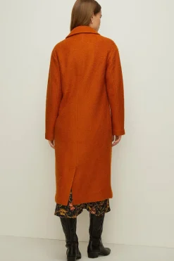 Clearance Oasis Wool Mix Boucle Oversized Coat Burnt Orange
