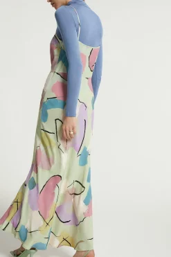 Best Oasis Zaya Kai Painted Brushstroke Strappy Dress Sage