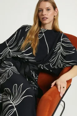 Discount Oasis Zaya Kai Palm Printed Column Dress Orange