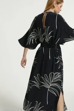 Discount Oasis Zaya Kai Palm Printed Column Dress Orange