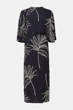 Discount Oasis Zaya Kai Palm Printed Column Dress Orange