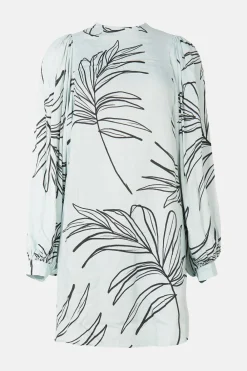 Outlet Oasis Zaya Kai Palm Printed Shift Dress Blue