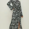 Fashion Oasis Zebra Printed Wrap Midi Skirt Blue
