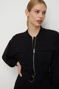Best Oasis Zip Through Belted Jumpsuit Black
