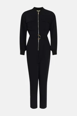 Best Oasis Zip Through Belted Jumpsuit Black