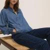 Fashion Oasis Zip Through Jacket Dark Wash