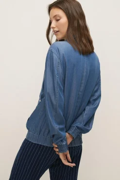 Fashion Oasis Zip Through Jacket Dark Wash